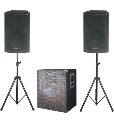 IBIZA SOUND CUBE1512 Sistema de altavoces amplificado 2+1 800W Subwoofer 15" + 2 x Altavoces Satelites 12"