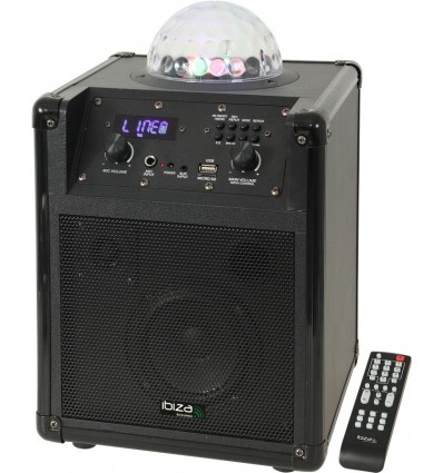 Ibiza Sound KUBE60-BK Altavoz portátil con batería 4.5" 60W, con efecto iluminación LED RBG, rejilla negra