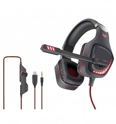 Karma GT 97R Auricularescascos Gamer para videojuegos con LED rojo