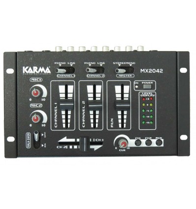 Karma MX 2042 Mezclador estéreo DJ 6 entradas (2 phono, 2 de línea, 2 de micrófono)