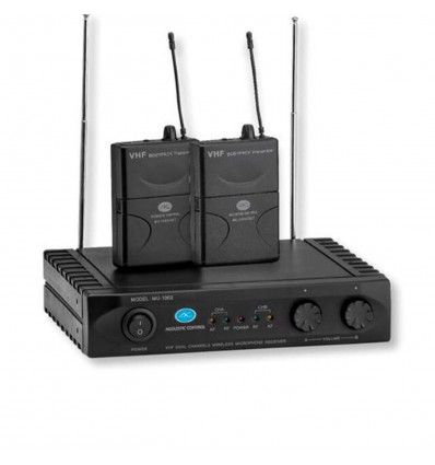 Acoustic Control MU1002 / BELT Micrófonos inalámbricos 2 micrófonos de mano, 2 micrófonos de diadema y 1 receptor wireless VHF