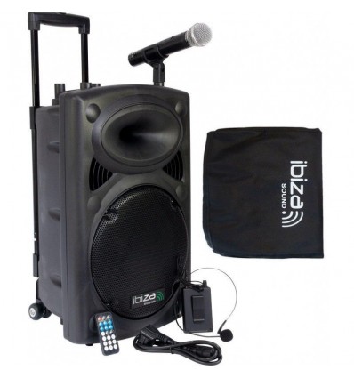 12" PORTABLE PA SYSTEM W/ 2 VHF MIC /USB-SD REC /VOX, BT