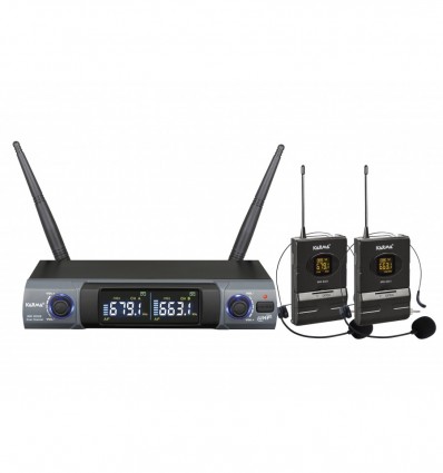 Karma SET 8302LAV Doble Micrófono inalámbrico UHF de diadema