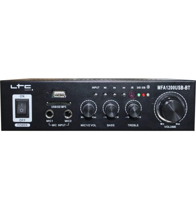 LTC MFA1200USB-BT-BL - Amplificador para karaoke (estéreo, 2 x 50 W) con Bluetooth